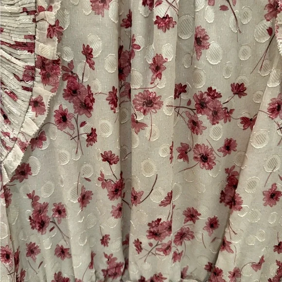 CURRENT AIR for ANTHROPOLOGIE Floral Pink Ruffle Midi Dress - Picture 3 of 5